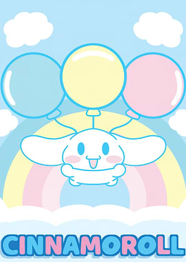 Cinnamoroll with Balloons and Rainbow