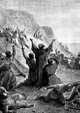 The Siege of Acre Gustave Dore Crusades Engraving