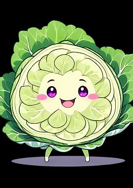 Cute Kawaii Cabbage Character