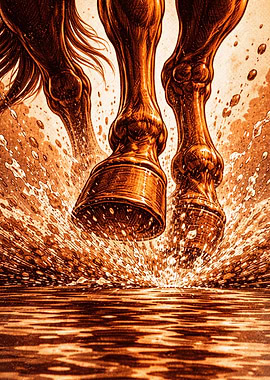 Horse Hooves Splashing Water