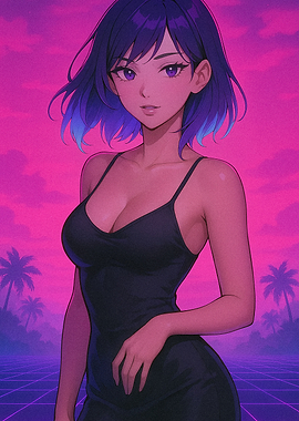 Anime Girl in Black Dress