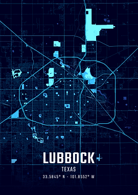 Lubbock Texas Midnight City Map