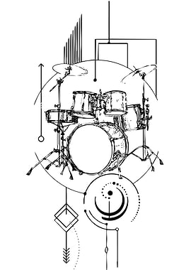 Geometric Drum Set Illustration