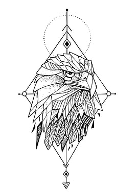 Geometric Eagle Head Tattoo Design