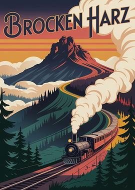 Brocken Harz Vintage Train Poster