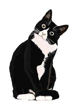 Tuxedo Cat Illustration