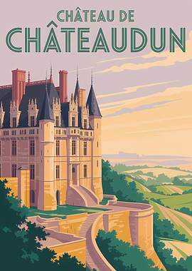 Château de Châteaudun Vintage Poster