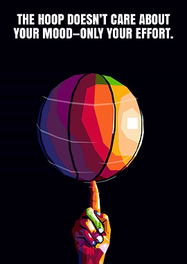 Basketball on Finger with Inspirational Text