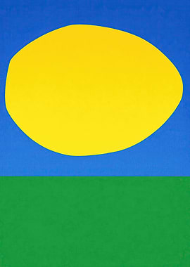 Abstract Yellow Shape on Blue and Green Background