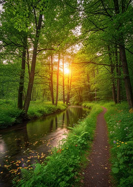 Sunlit Forest Path