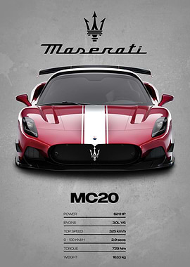 Maserati MC20 Car Poster