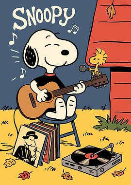 Snoopy and Woodstock making music