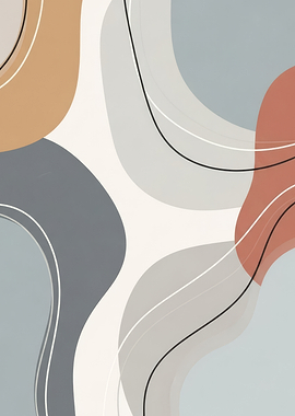 Abstract Organic Shapes with Lines