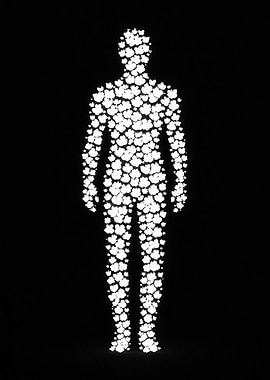 Human Silhouette Made of Flowers