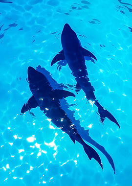 Two Sharks Swimming