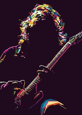 Colorful Guitarist in Pop Art Style