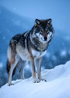 Wolf in a Snowy Landscape