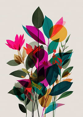 Vibrant Overlapping Floral Leaves