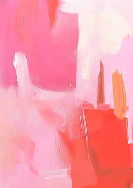Abstract Pink and Coral Brushstrokes