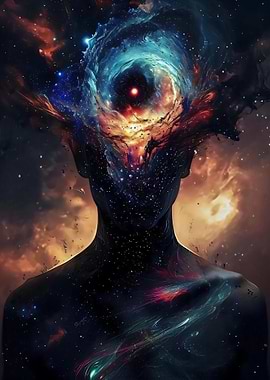 Cosmic Being with Galaxy Head