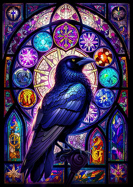 Raven in Stained Glass