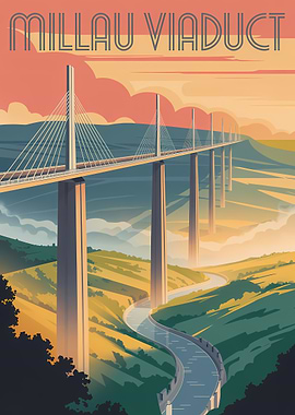 Millau Viaduct at Sunset