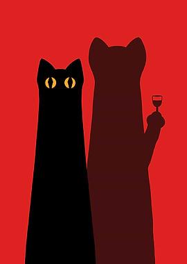 Two cats with wine