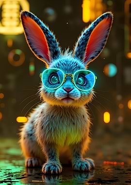 Cute Bunny Wearing Sci-Fi Glasses