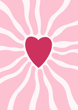 Pink Heart with Rays