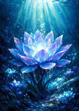 Enchanting Blue Lotus Underwater
