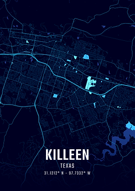 Killeen Texas Midnight City Map