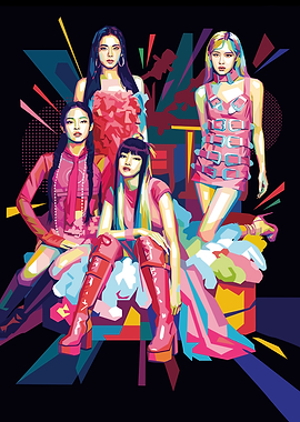 K-Pop Group in Vibrant Pop Art Style