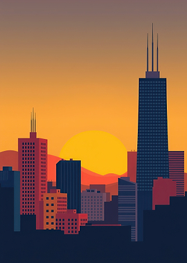City Skyline at Sunset