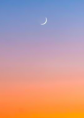 Crescent Moon in Gradient Sky