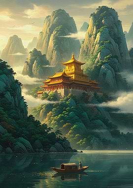 Golden Chinese Mountain Temple