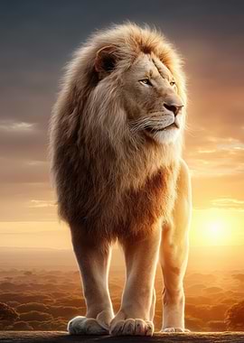 Majestic Lion at Sunset