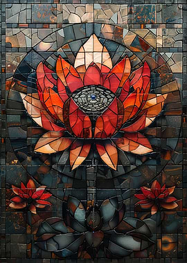Mosaic Lotus Flower with Eye