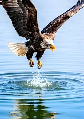 Bald Eagle Diving for Fish