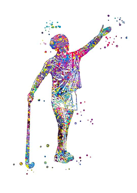 Field Hockey Coach Watercolor Art