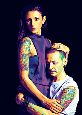 Pop Art Chester Bennington and Talinda Bennington