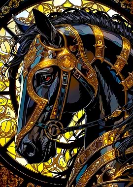 Ornate Black Horse