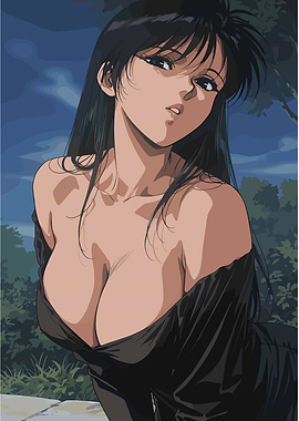 Anime woman in black dress