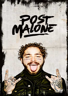 Post Malone with 'POST MALONE' text