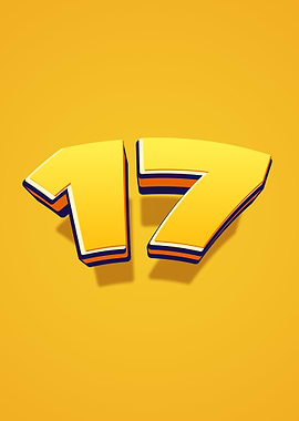 Yellow Number 17 with Shadow