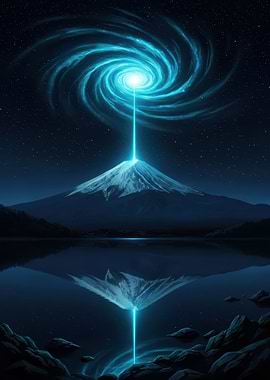 Cosmic Beam Over Mount Fuji