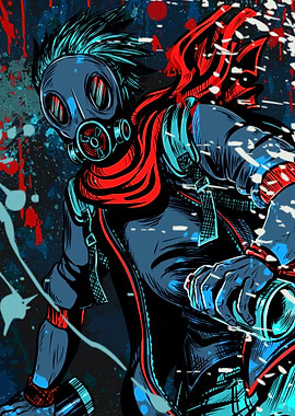 Cyberpunk Character with Gas Mask