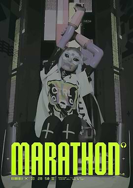 Cyberpunk Fashion with 'MARATHON' Text