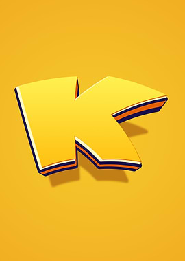 Yellow Letter K with Blue and Orange Trim