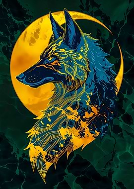 Wolf with Moon