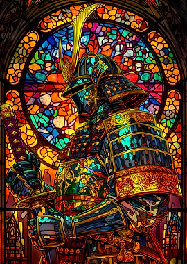 Samurai Warrior Stained Glass
